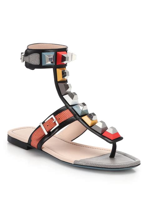 fendi studded sandals|fendi women's flat sandals.